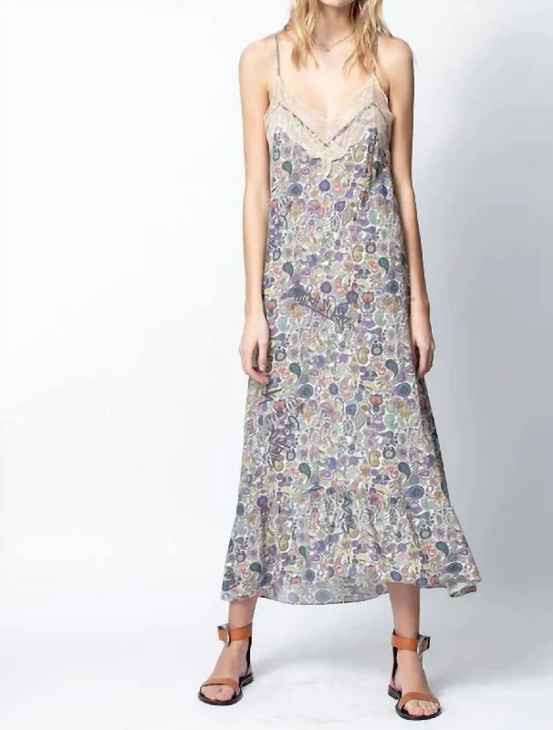 Revel Print Mandala Maxi Dress In Ecru