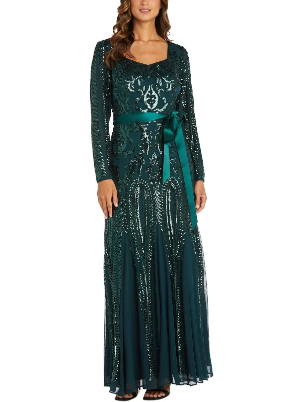 Plus Womens Embellished Maxi Evening Dress