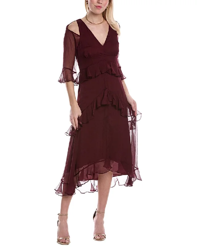 Tahari ASL Tiered Chiffon Midi Dress