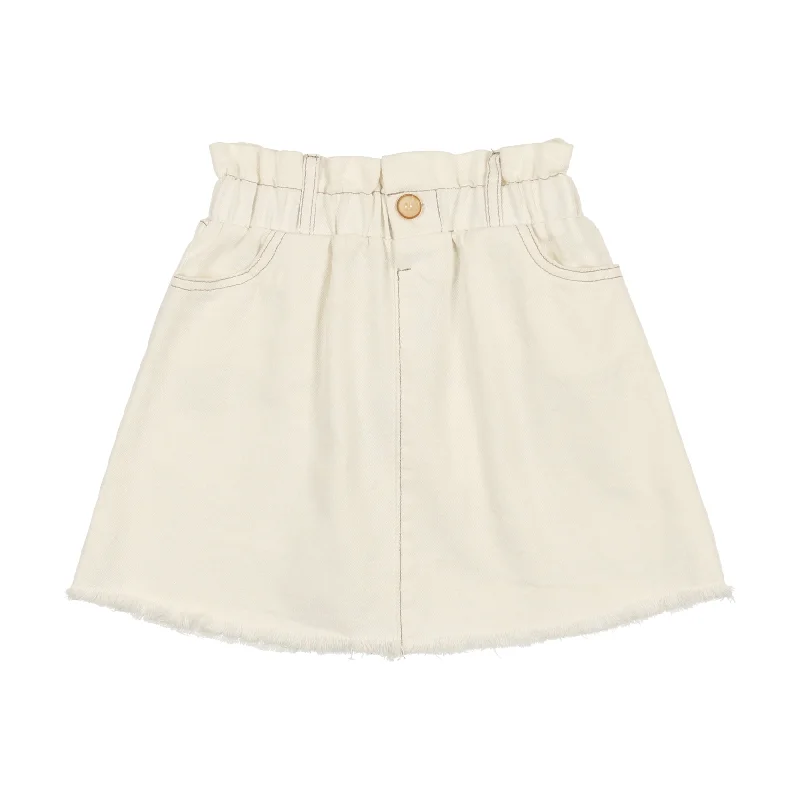 Analogie Fringe Denim Skirt - Structured White Denim