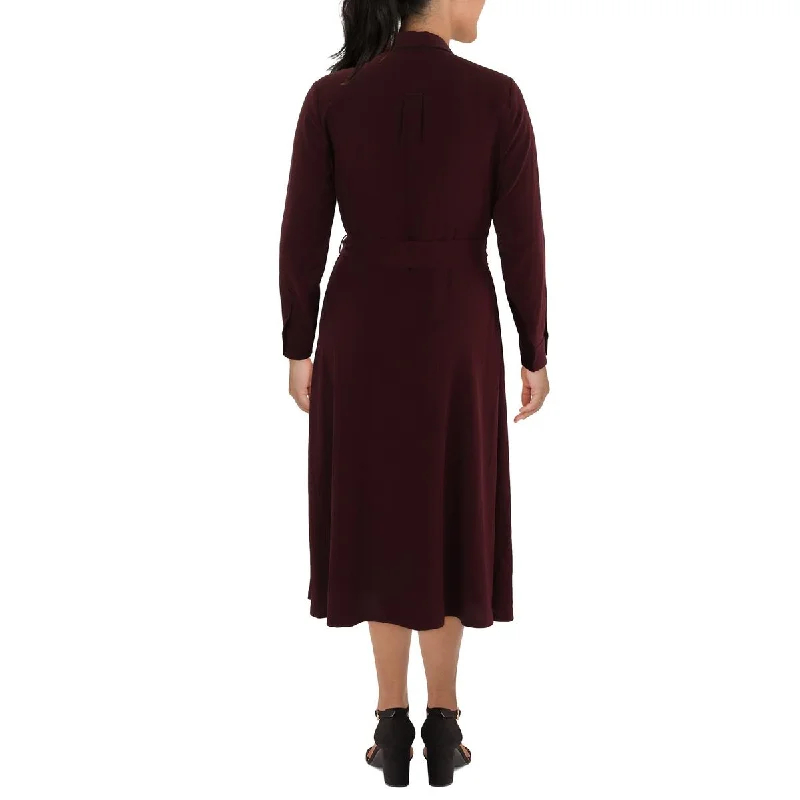 Womens Surplice Tea Length Midi Dress