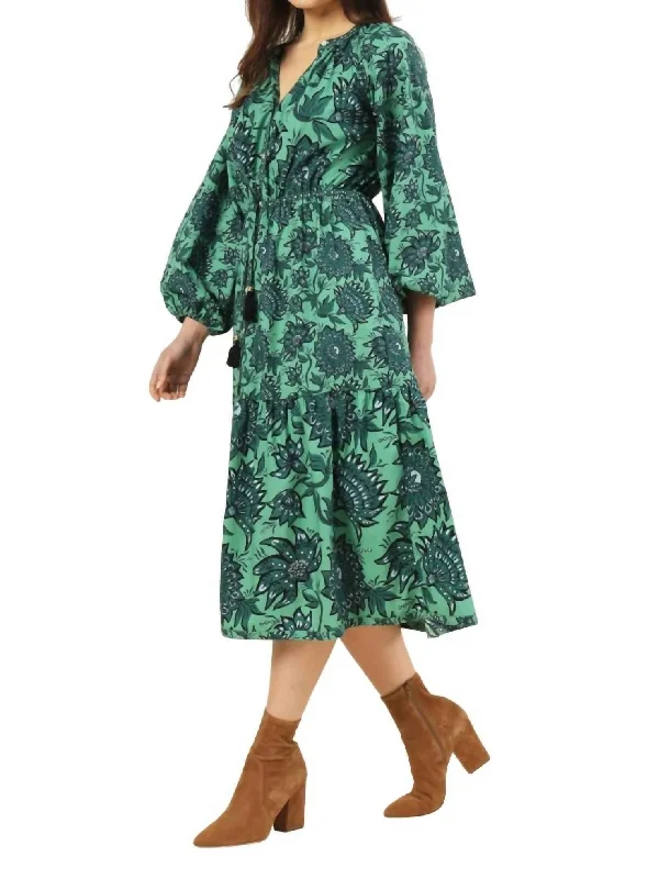 Emerson Poplin Midi Dress In Green