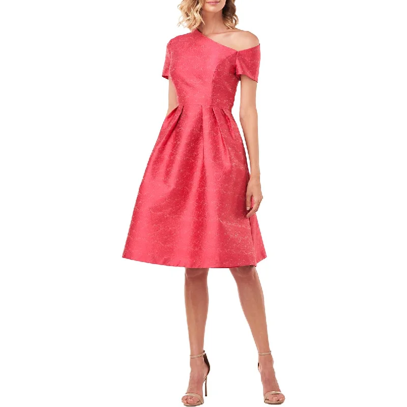 Womens Jacquard Midi Cocktail and Party Dress