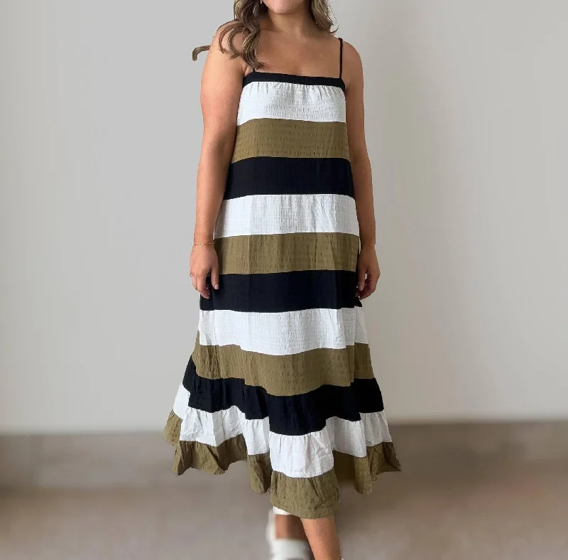 Laurel Striped Midi Dress In Multi