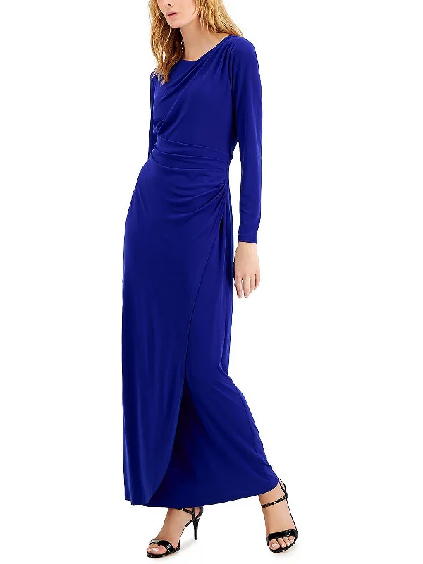 Womens Pleated Maxi Evening Dress