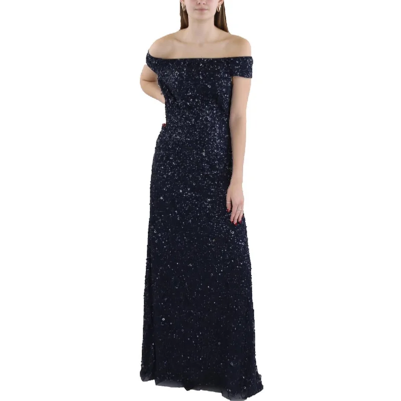 Womens Sequin Beaded Evening Dress