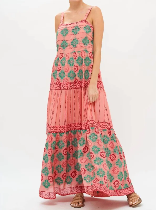 Strappy Maxi Dress In Rose Phoenix