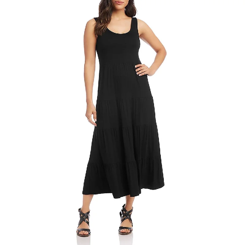 Petites Womens Below Knee Stretch Midi Dress