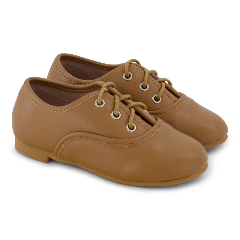 Zeebra Kids Hard Sole Classic Leather Lace Ups - Nutmeg Brown