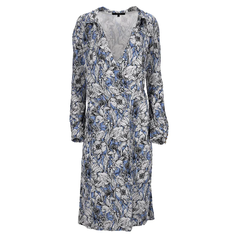 Gucci Floral Print Midi Wrap Dress in Multicolor Viscose