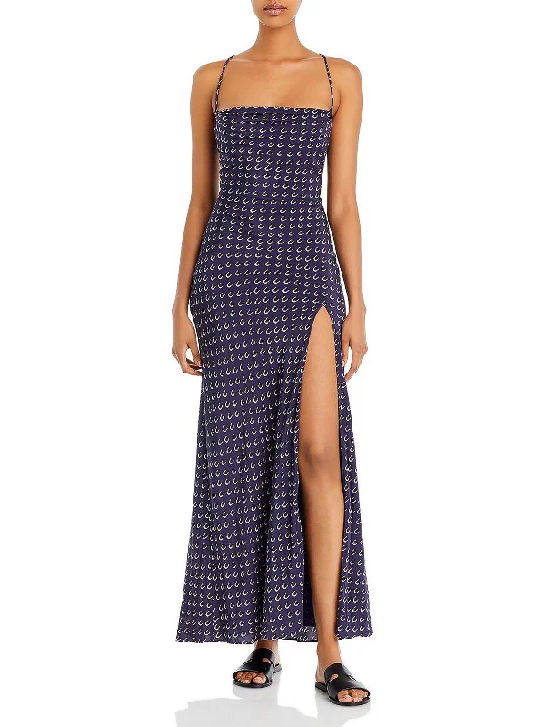 Womens Printed Slit Leg Maxi Dress