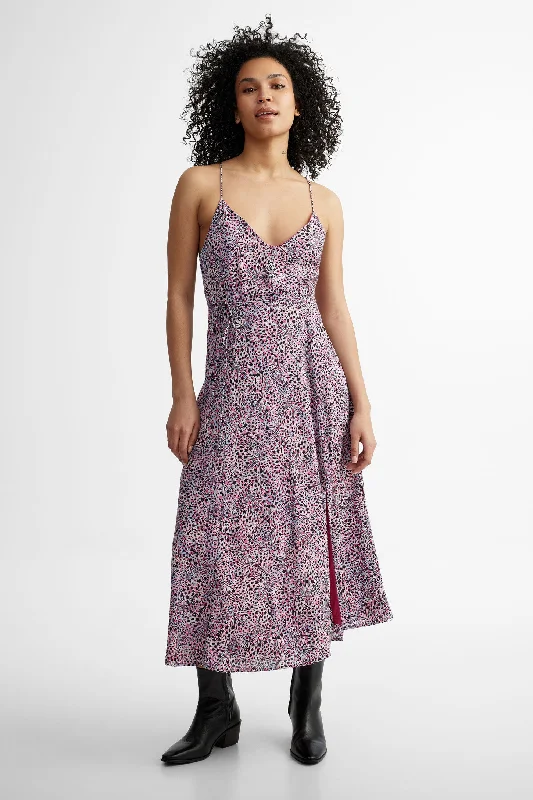 Robe longues bretelles fines croisées imprimé floral - Femme