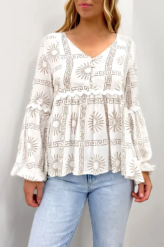 Jacqui Top White Latte Aztec