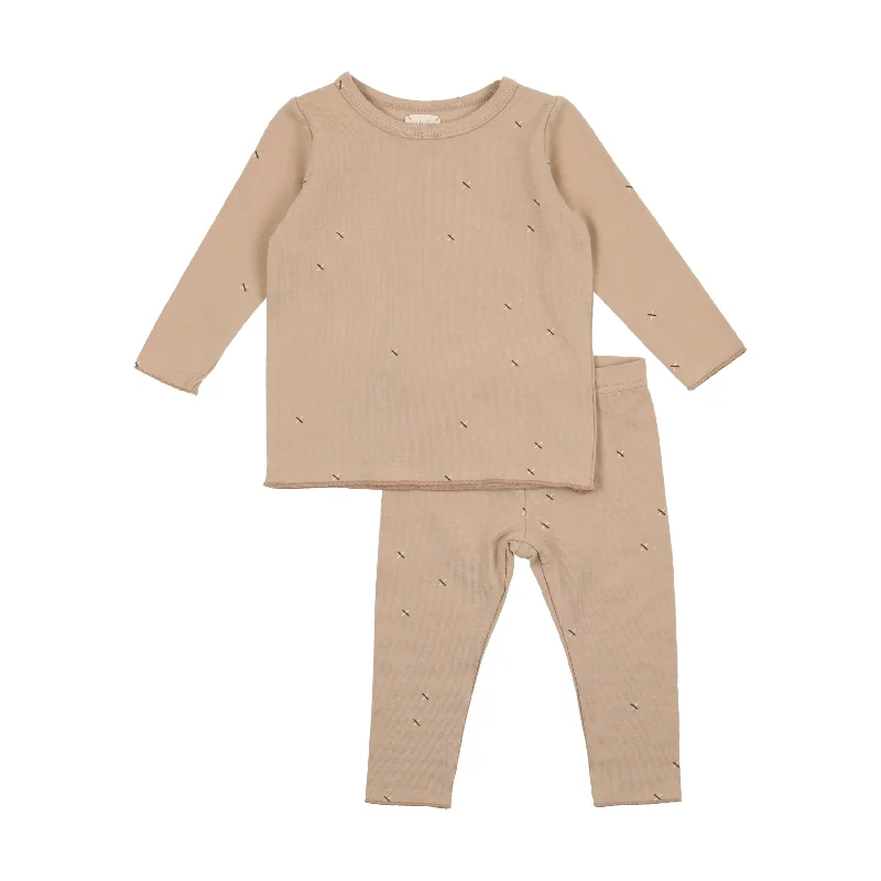 Analogie X-Print Lounge Set Pajamas - Tan