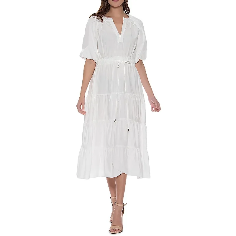 Womens Cotton Below Knee Midi Dress