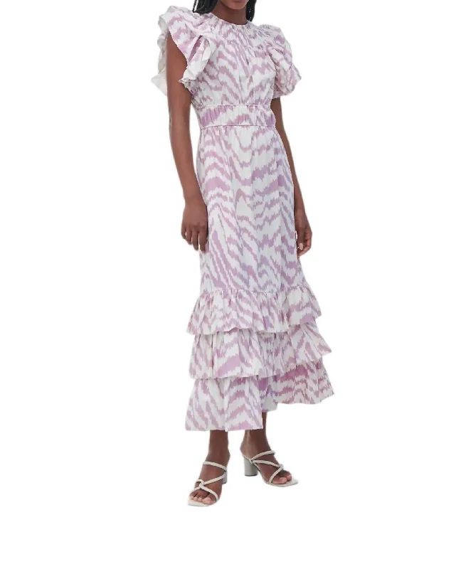 Zenith Ikat Midi Dress In Lavender