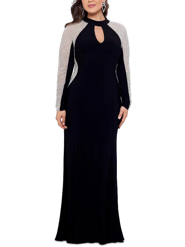 Plus Womens Embellished Maxi Evening Dress