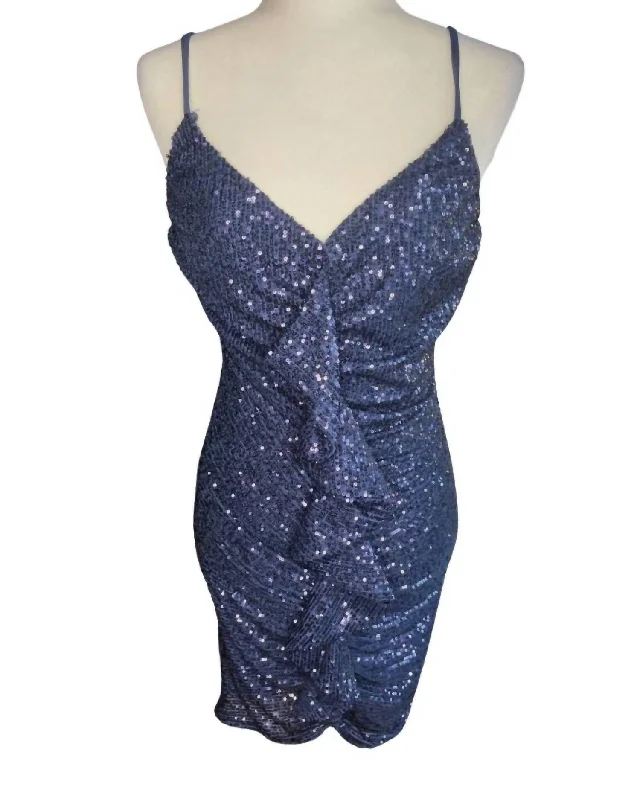 Sequin Mini Dress In Navy