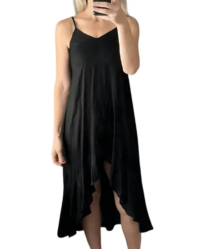 High Low Midi Dress In Black