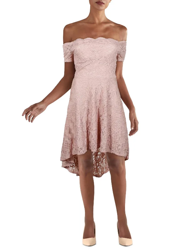 Juniors Womens Lace Short Cocktail and Party Dress