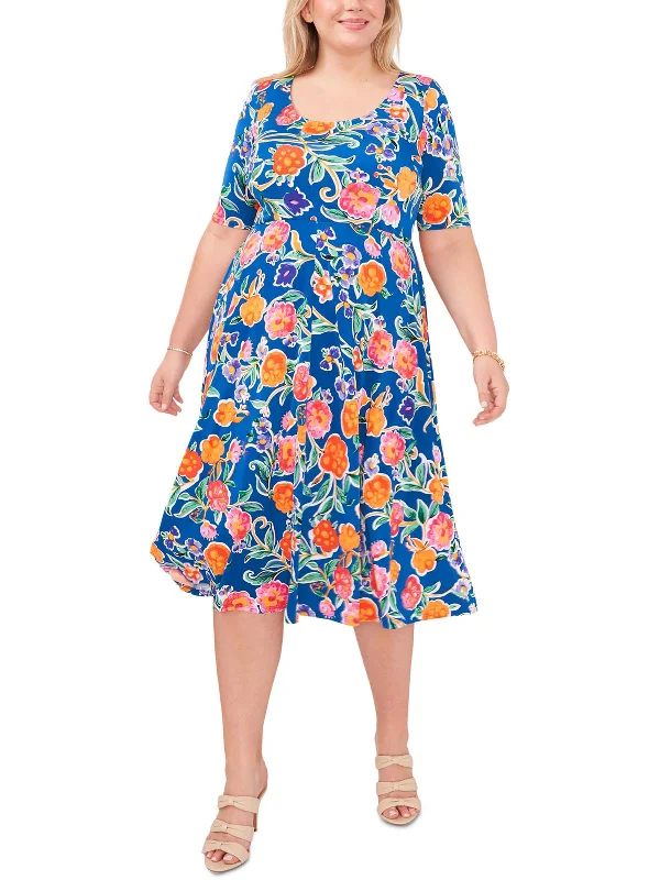 Plus Womens Floral Long Maxi Dress