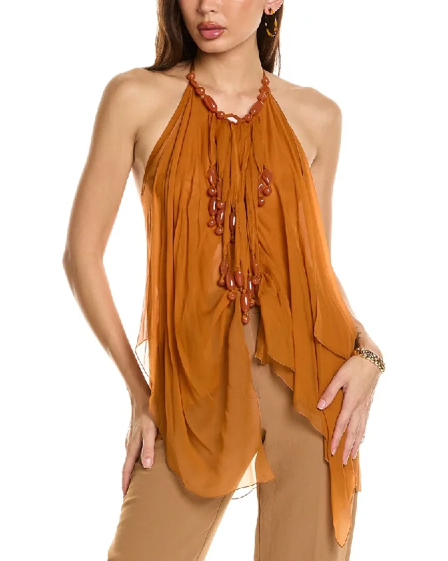 Alberta Ferretti Draped Chiffon Silk Top