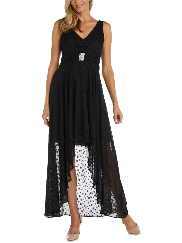 Womens Chiffon Hi-Low Evening Dress