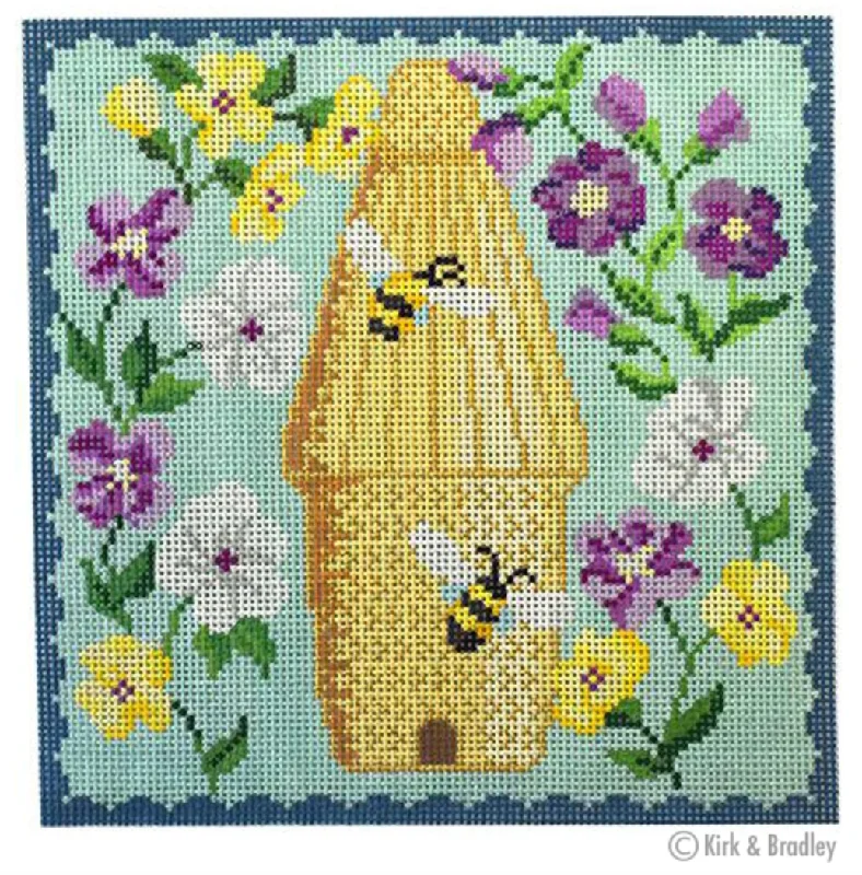 KB1520 Bee Skep with Purple Flowers