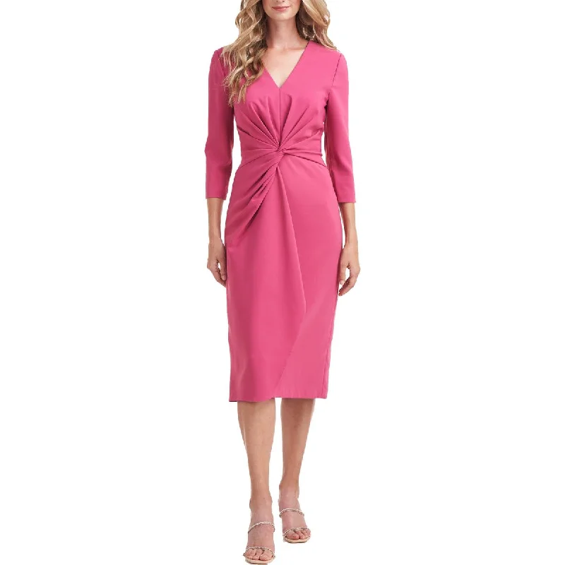 Plus Womens Gathered Midi Cocktail And Party Dress