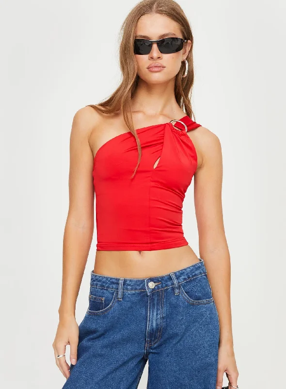 Erikson One Shoulder Top Red