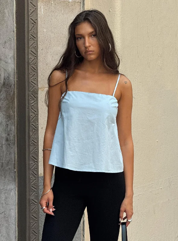 Trapeze Strapless Top Blue