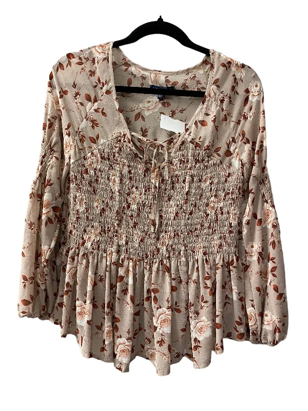 Top Long Sleeve By American Eagle In Floral Print, Size: S