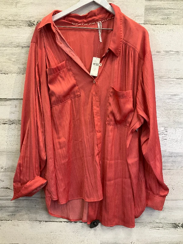 Top Long Sleeve By Anthropologie In Coral, Size: 3x