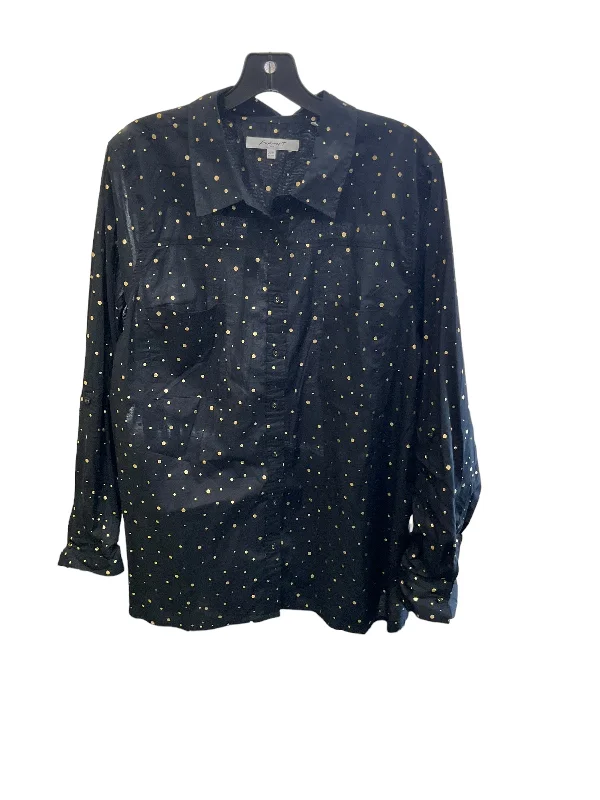 Top Long Sleeve By Foxcroft In Black, Size: 20