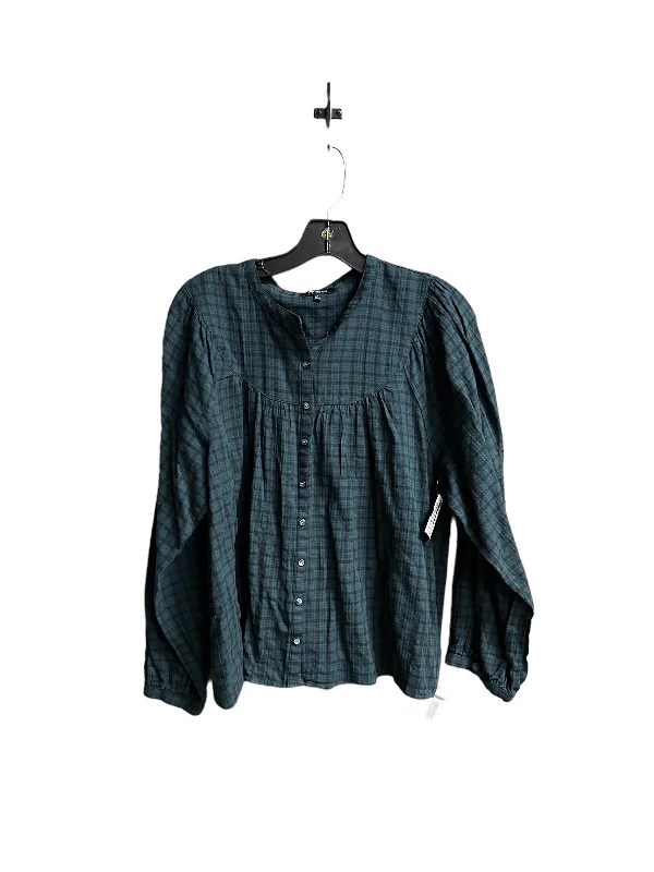 Top Long Sleeve By Madewell In Checkered Pattern, Size: L