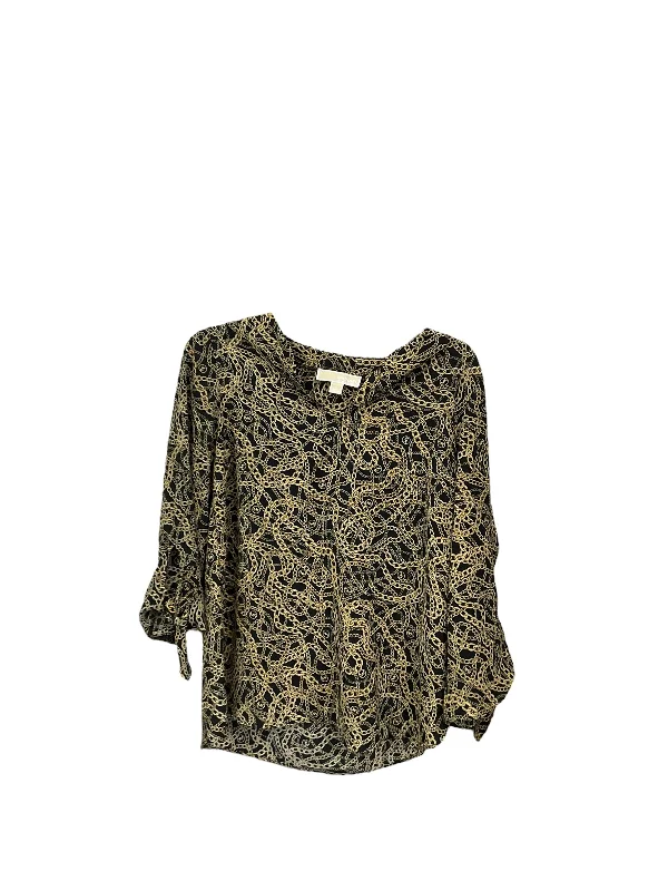 Top Long Sleeve By Michael By Michael Kors In Black & Yellow, Size: M