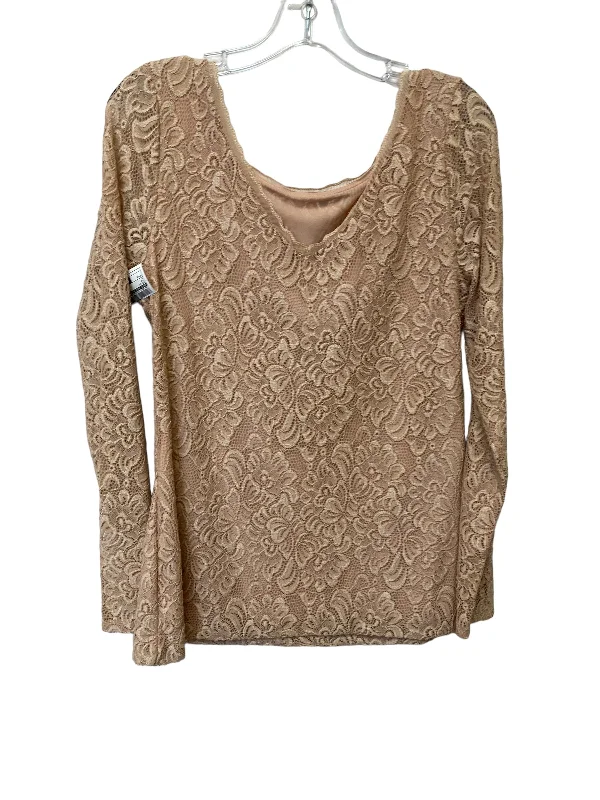 Top Long Sleeve By White House Black Market In Tan, Size: M